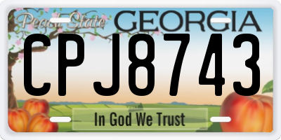GA license plate CPJ8743