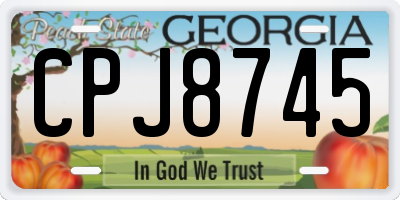 GA license plate CPJ8745