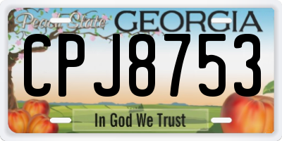 GA license plate CPJ8753