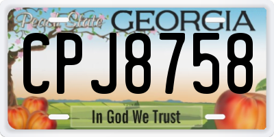 GA license plate CPJ8758