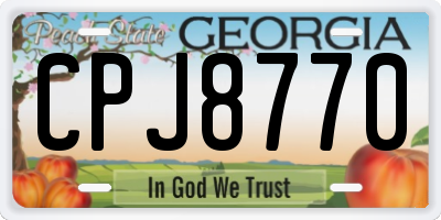 GA license plate CPJ8770