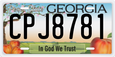 GA license plate CPJ8781