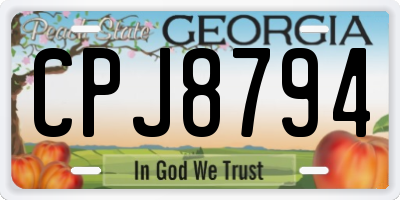 GA license plate CPJ8794