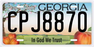 GA license plate CPJ8870