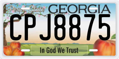 GA license plate CPJ8875