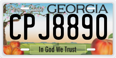 GA license plate CPJ8890
