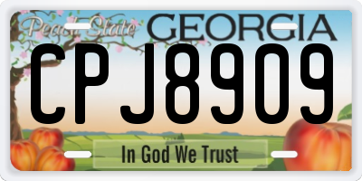 GA license plate CPJ8909