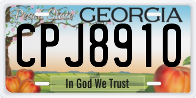 GA license plate CPJ8910