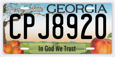 GA license plate CPJ8920