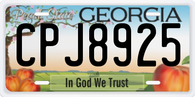 GA license plate CPJ8925