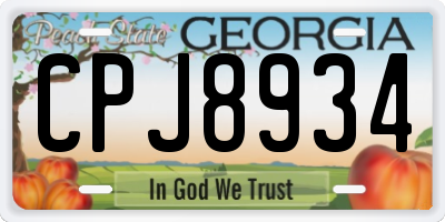 GA license plate CPJ8934
