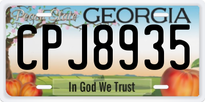 GA license plate CPJ8935