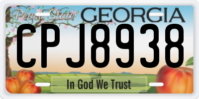 GA license plate CPJ8938