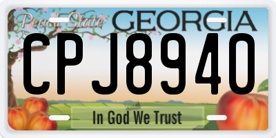 GA license plate CPJ8940