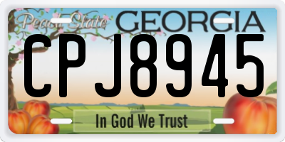 GA license plate CPJ8945