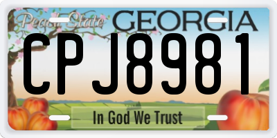 GA license plate CPJ8981