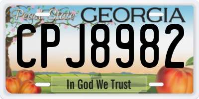 GA license plate CPJ8982