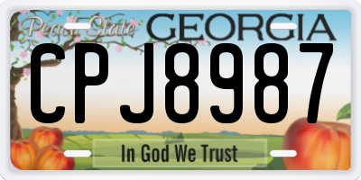 GA license plate CPJ8987