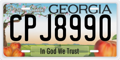 GA license plate CPJ8990