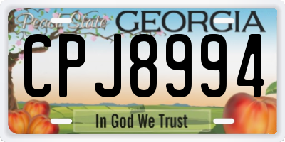 GA license plate CPJ8994