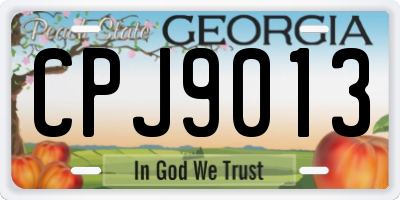 GA license plate CPJ9013