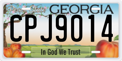 GA license plate CPJ9014