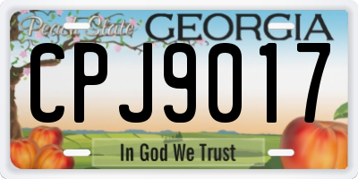 GA license plate CPJ9017