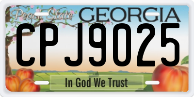 GA license plate CPJ9025