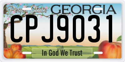 GA license plate CPJ9031