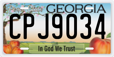 GA license plate CPJ9034