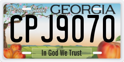 GA license plate CPJ9070
