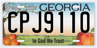 GA license plate CPJ9110
