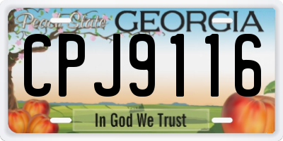 GA license plate CPJ9116