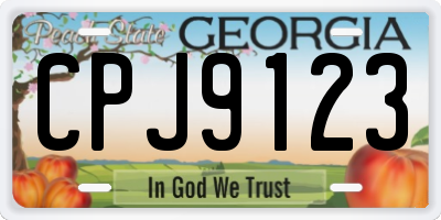 GA license plate CPJ9123