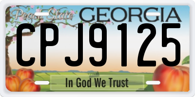 GA license plate CPJ9125