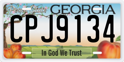 GA license plate CPJ9134