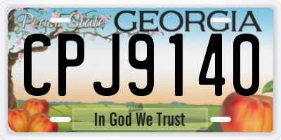 GA license plate CPJ9140