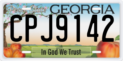 GA license plate CPJ9142