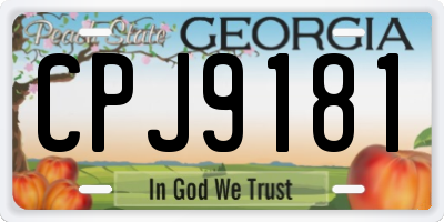 GA license plate CPJ9181