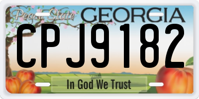 GA license plate CPJ9182