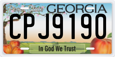 GA license plate CPJ9190
