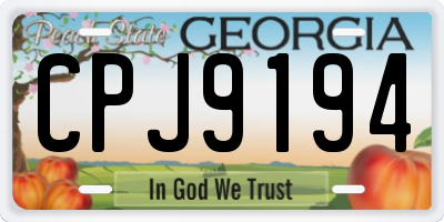 GA license plate CPJ9194