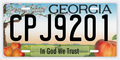 GA license plate CPJ9201