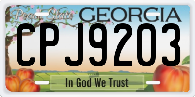 GA license plate CPJ9203