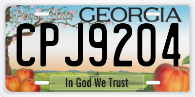 GA license plate CPJ9204
