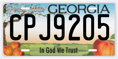 GA license plate CPJ9205