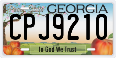 GA license plate CPJ9210