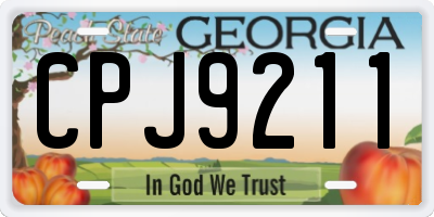GA license plate CPJ9211
