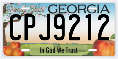 GA license plate CPJ9212