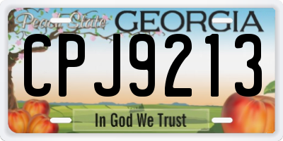 GA license plate CPJ9213